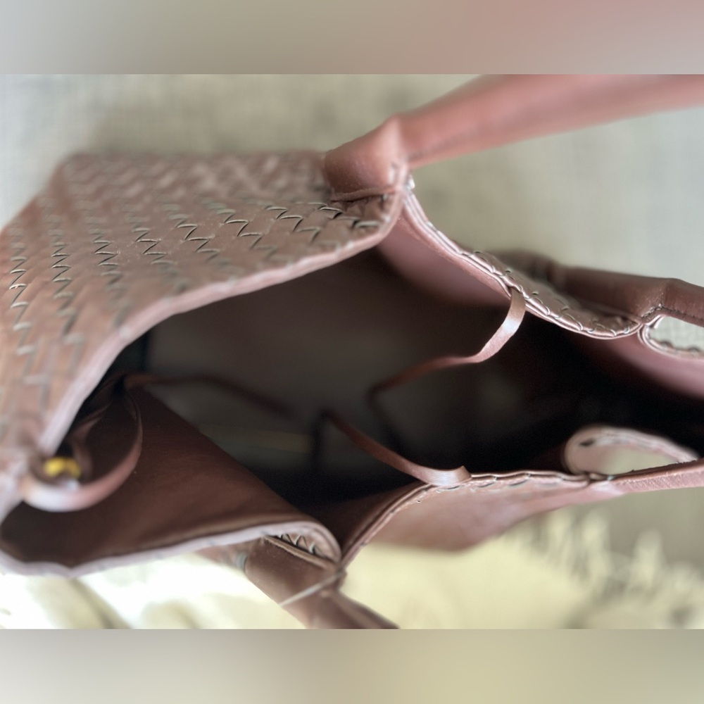 NWOT ANTHROPOLOGIE Woven Faux Leather Tote - Chocolate - Picture 8 of 8